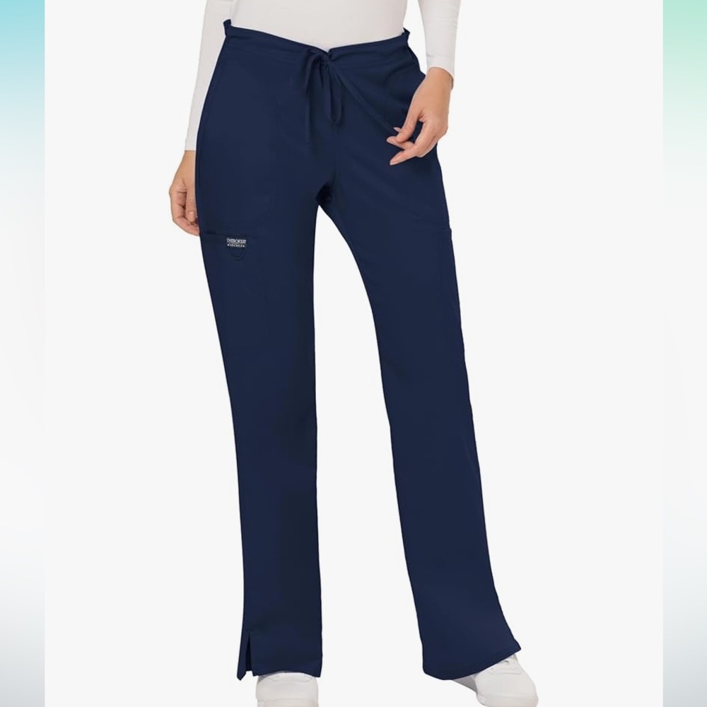 Cherokee Work Wear Mid Rise Cargo Drawstring Scrub pants NAVY